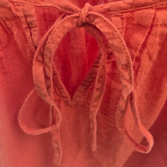 Banana Republic Factory Orange Cotton/Linen Blend Tie Front Top Size Large - Picture 3 of 8